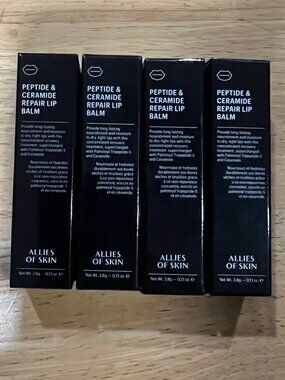 NEW Set of 4 Allies of Skin Peptide & Ceramide Repair Lip Balm Full Size 0.13oz